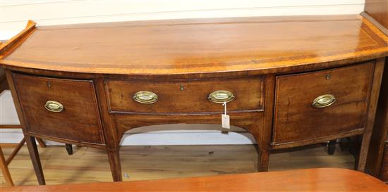 A George III mahogany bow-fronted sideboard fitted three drawers W.188cm